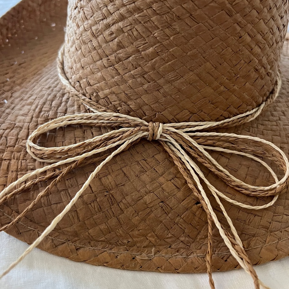 San Diego Hat Company Brown Straw Hat with Button Detail - Picture 6 of 11